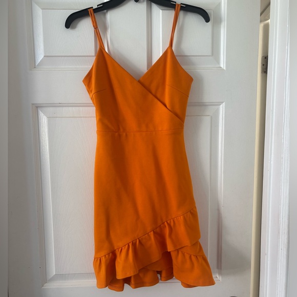 Lulus Orange Ruffle Mini Dress - Picture 2 of 3